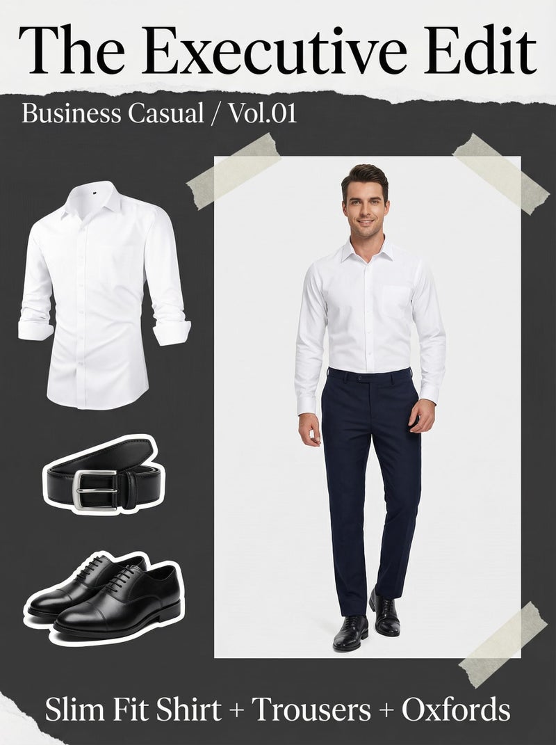 Beninos قميص بنينوس للرجال بتصميم ضيق بأزرار وياقة مدببة (CD01 أبيض، S) - Image 4